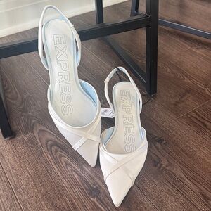 Express White Slingback Heels